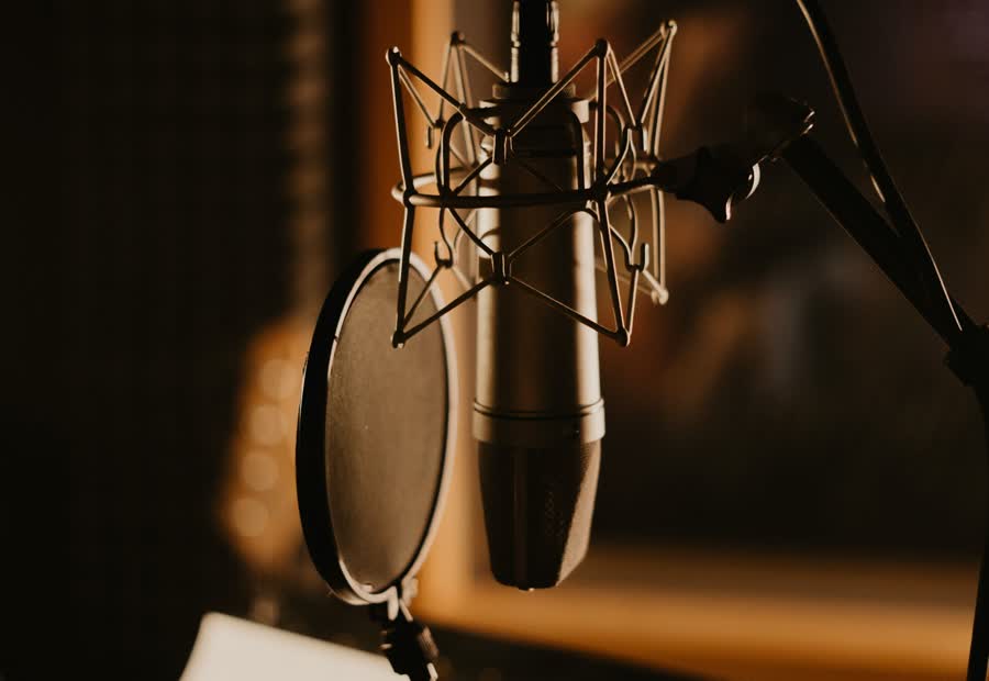 Microfono a condensatore con filtro anti-pop in studio